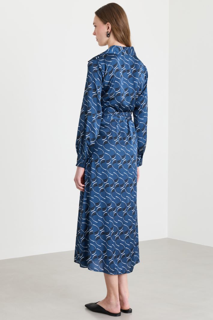Patterned satin midi dress - BLUE - Intrend - 4
