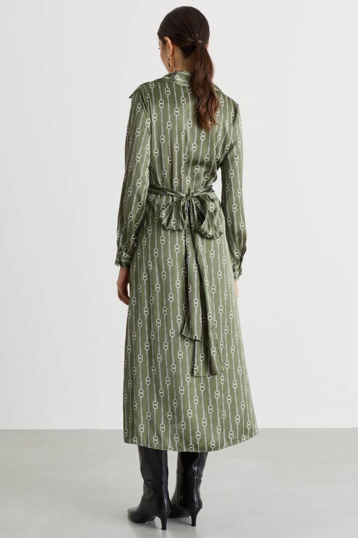 Patterned satin midi dress - GREEN - Intrend - 4