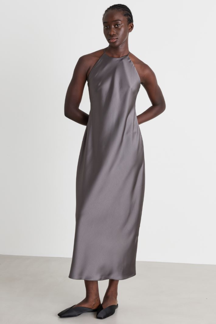 Abito in raso fluido - GRIGIO - Intrend - 2