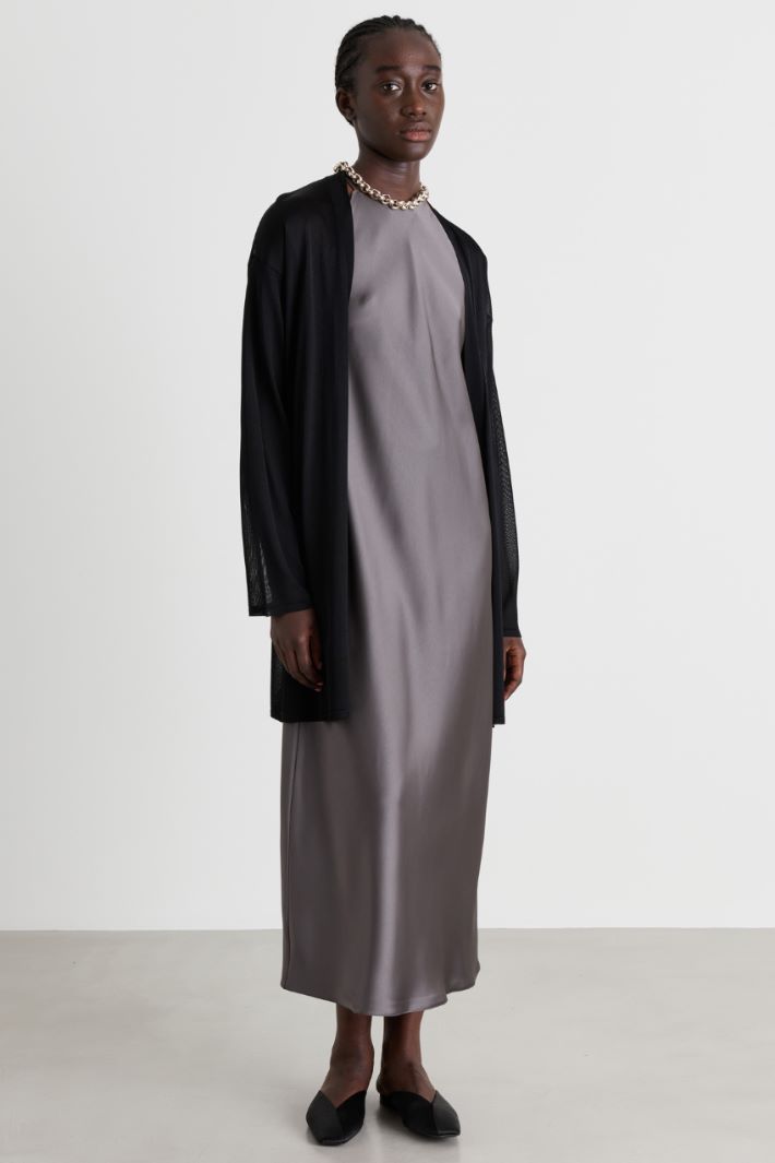 Abito in raso fluido - GRIGIO - Intrend