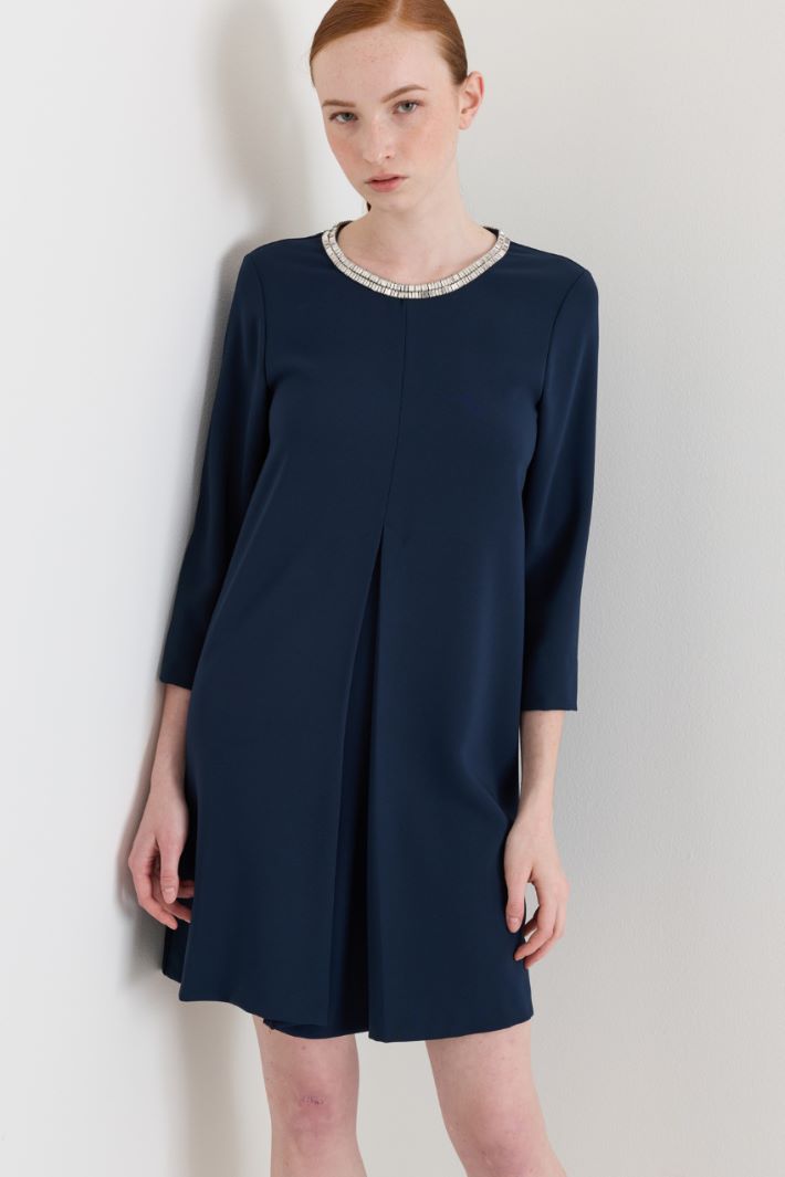 Rhinestone-embellished cady dress - BLUE - Intrend - 2