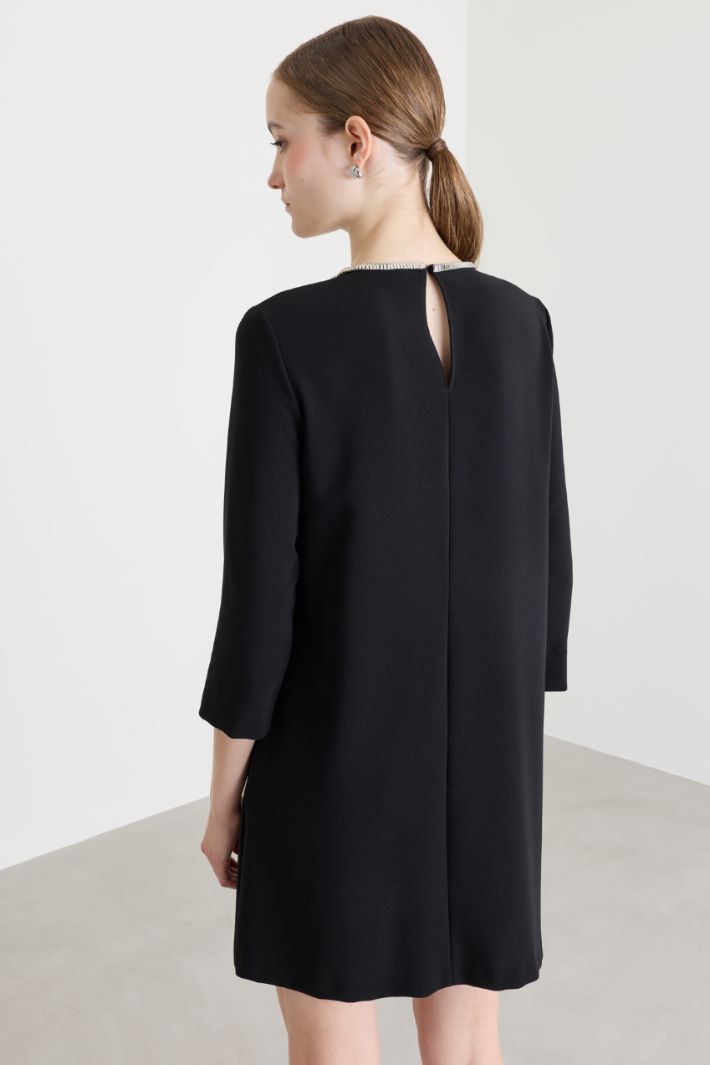 Rhinestone-embellished cady dress - BLACK - Intrend - 4
