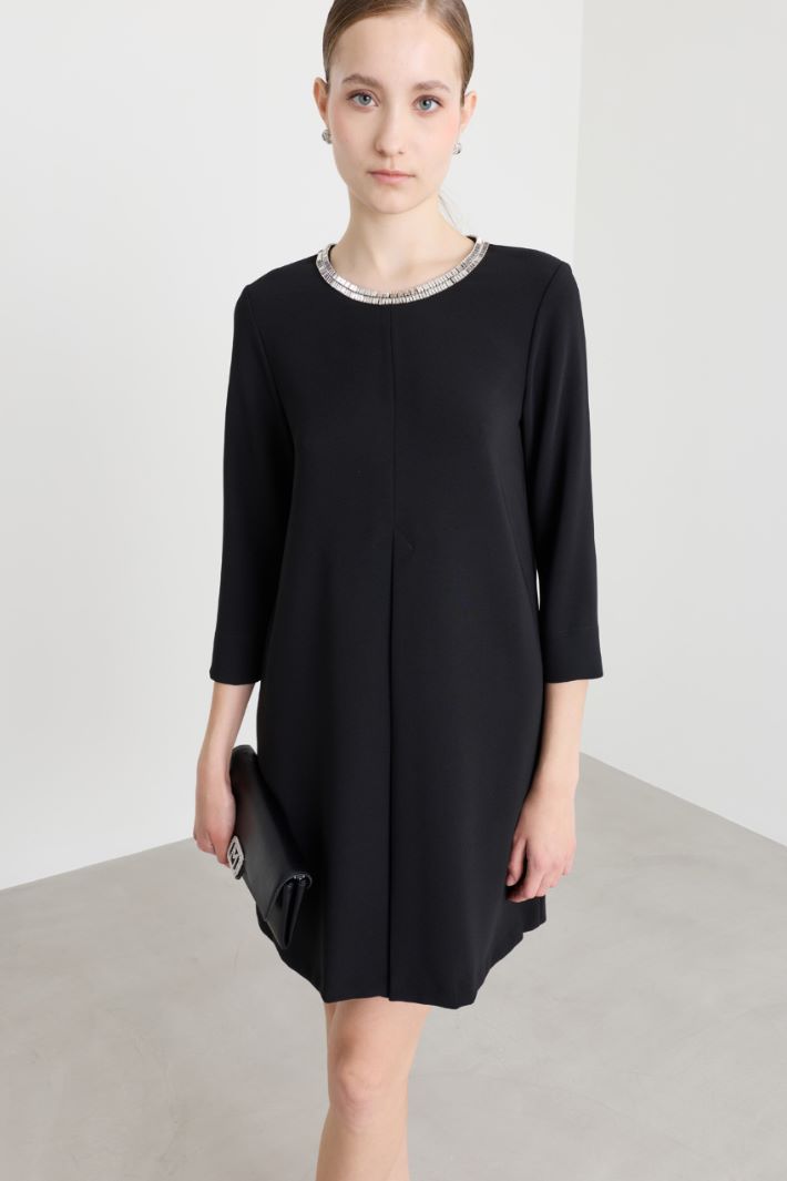 Rhinestone-embellished cady dress - BLACK - Intrend - 2