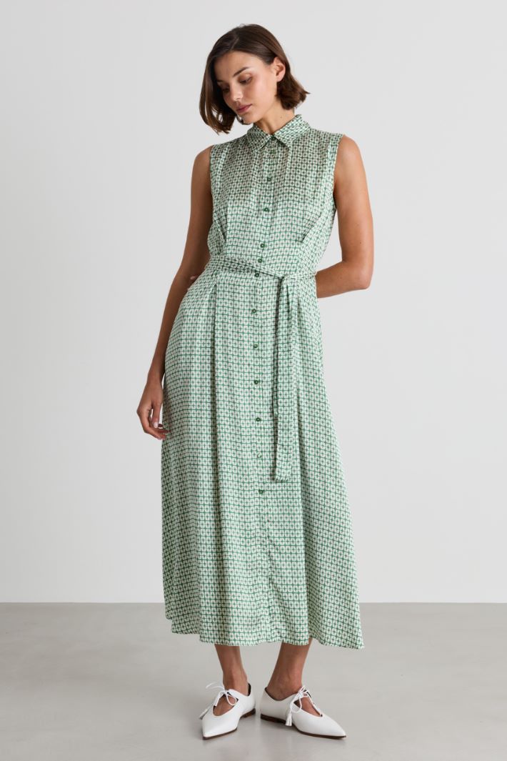 Sleeveless shirt dress - GREEN - Intrend - 2