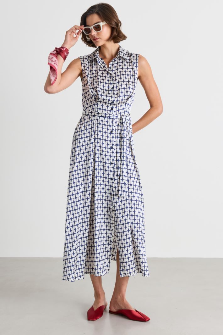 Sleeveless shirt dress - BLUE - Intrend