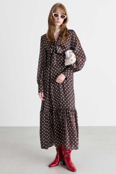 Polka-dot satin dress - Intrend