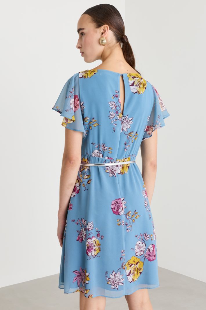 Ruffled georgette dress - LIGHT BLUE - Intrend - 4