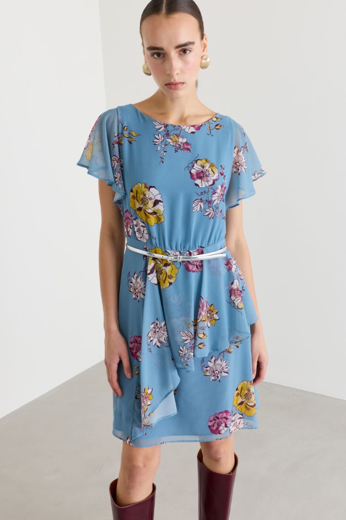 Ruffled georgette dress - LIGHT BLUE - Intrend - 2