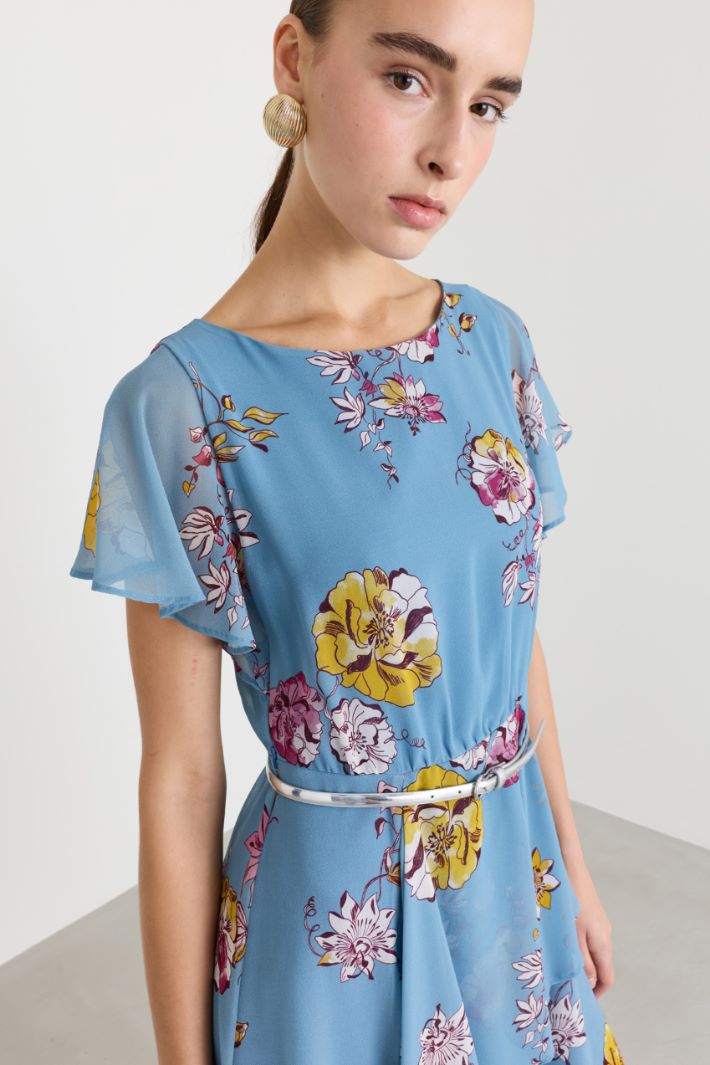 Ruffled georgette dress - LIGHT BLUE - Intrend - 3