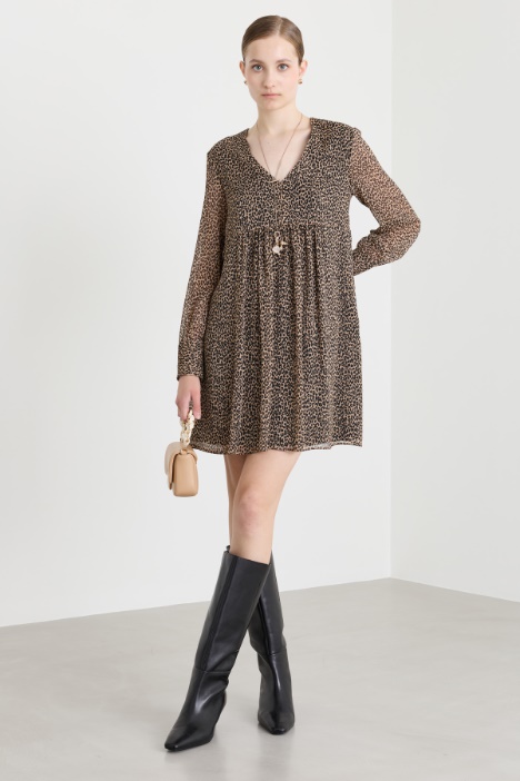 Animal-print crépon dress - Intrend