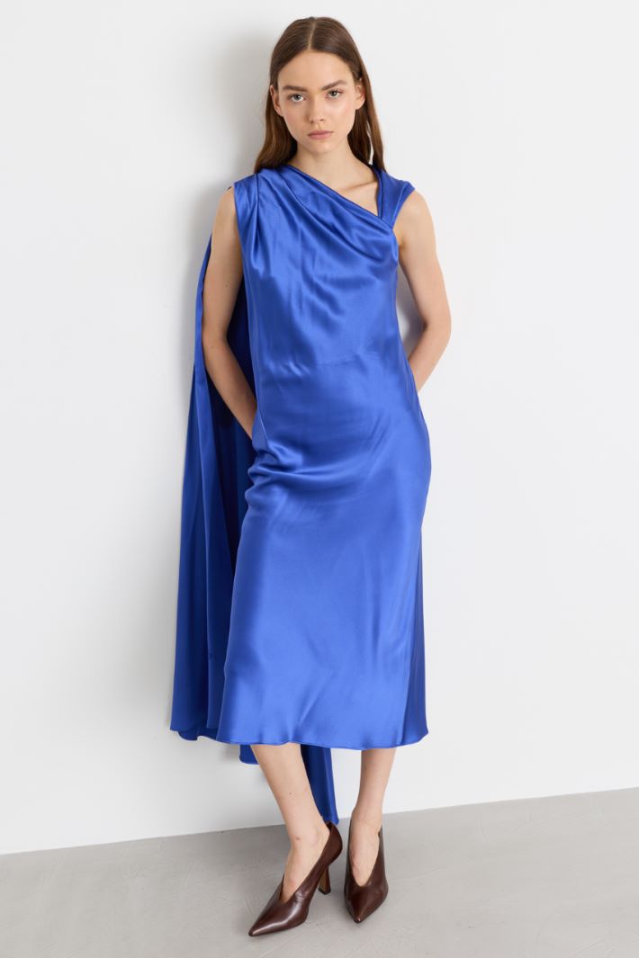 Cape-detail dress - BLUE - Intrend - 2