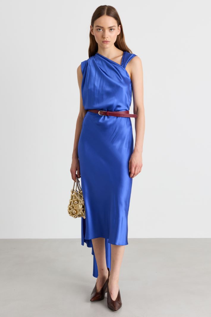 Cape-detail dress - BLUE - Intrend