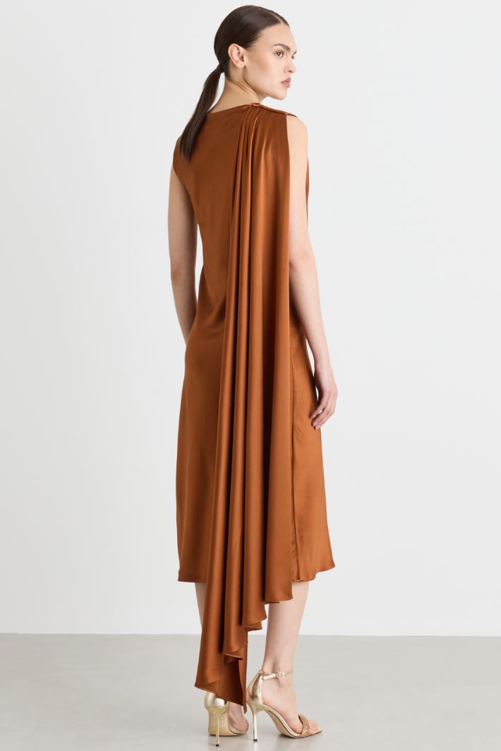 Cape-detail dress - BROWN - Intrend - 4