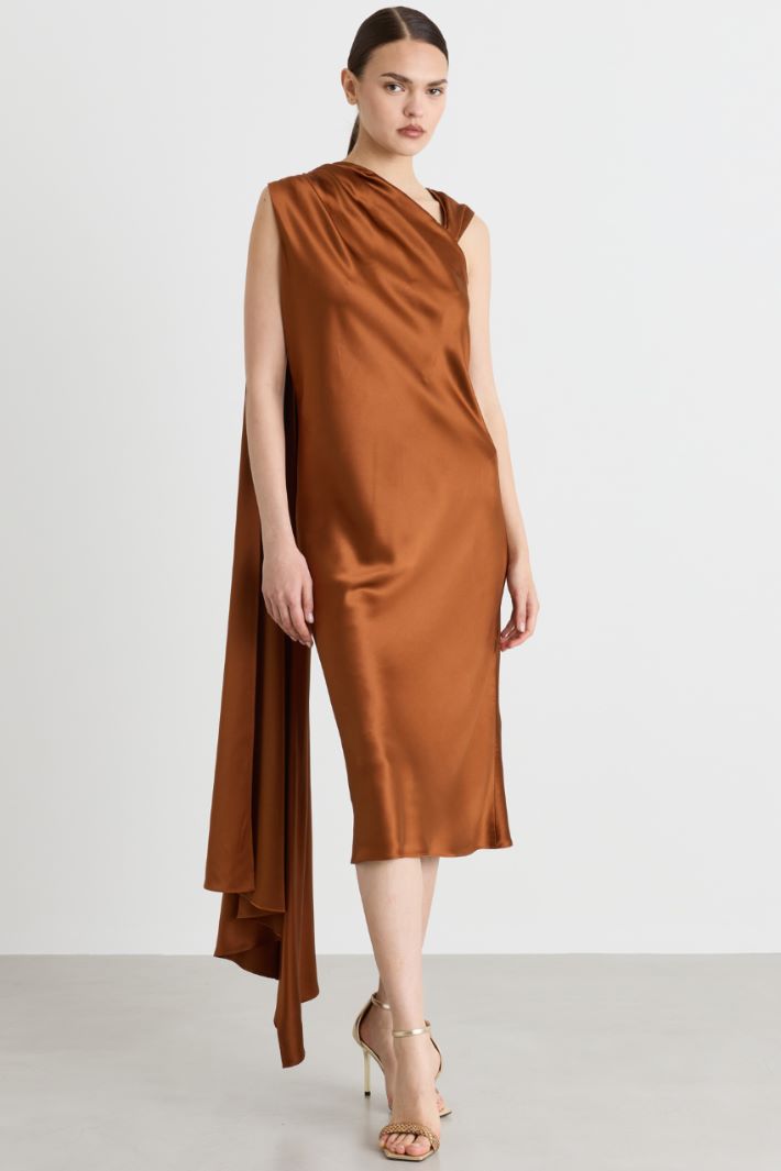Cape-detail dress - BROWN - Intrend - 2