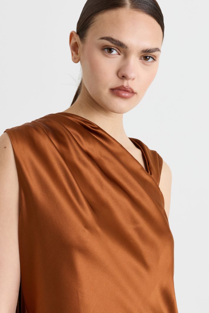 Cape-detail dress - BROWN - Intrend - 3
