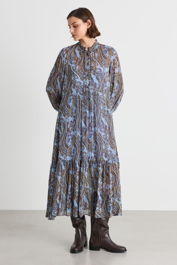 Langes Georgette-Kleid - HIMMELBLAU BRAUN - Intrend - 3