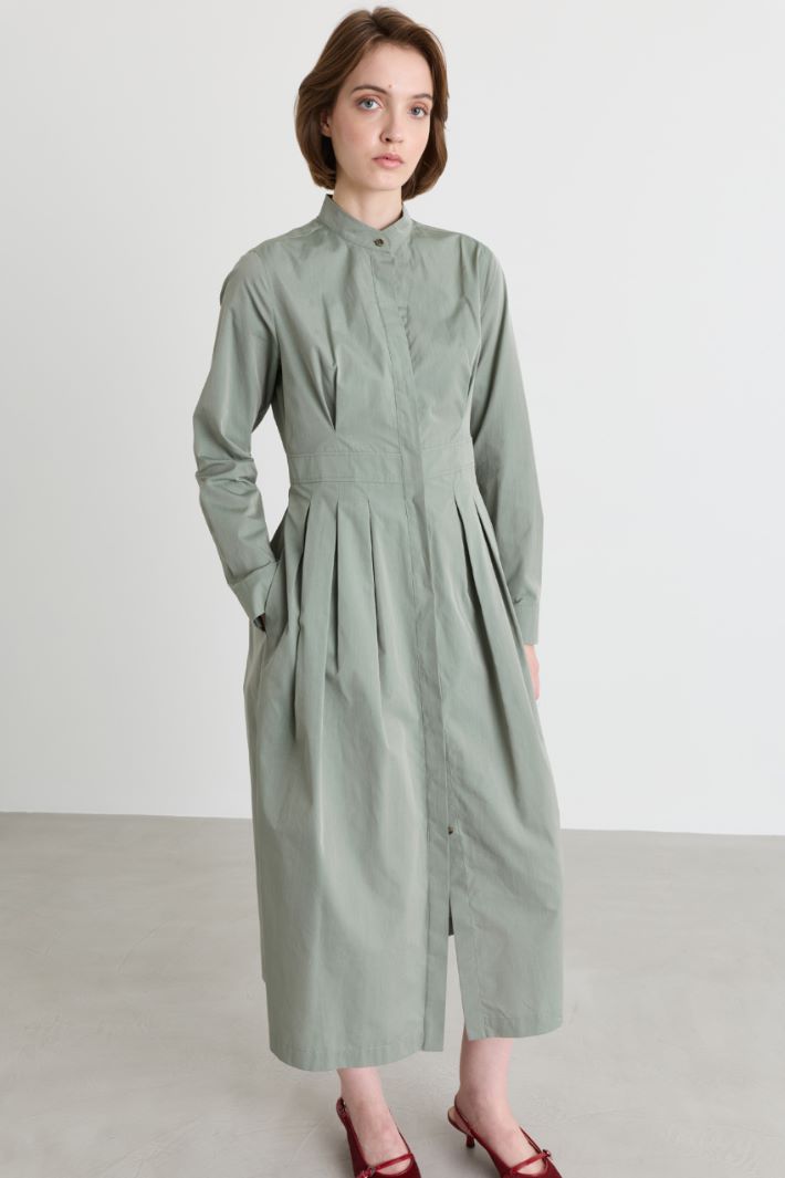 Taffeta shirt dress - GREEN - Intrend - 2