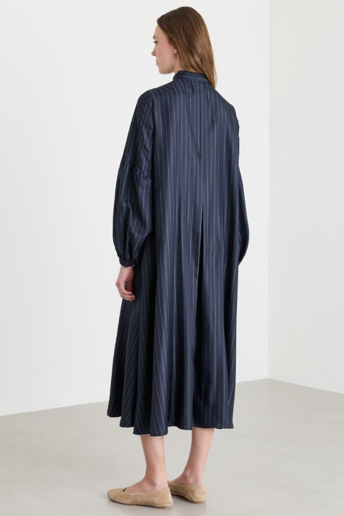 Long Balloon-Sleeve Shirt Dress - BLUE - Intrend - 4