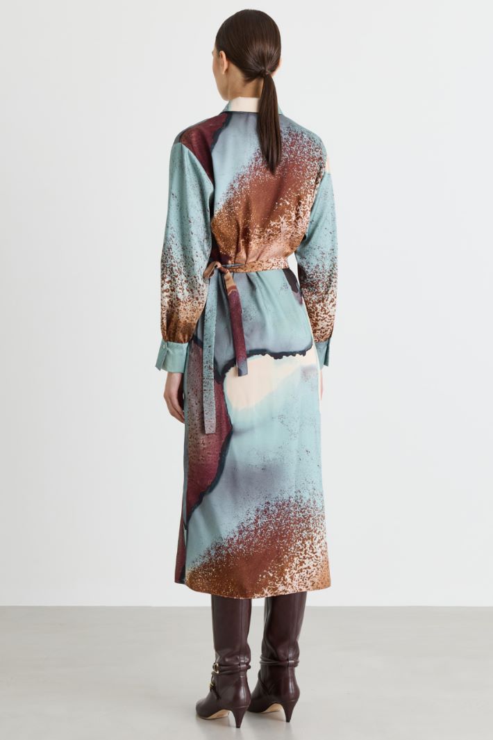 Knot-detail twill dress - LIGHT BLUE - Intrend - 4