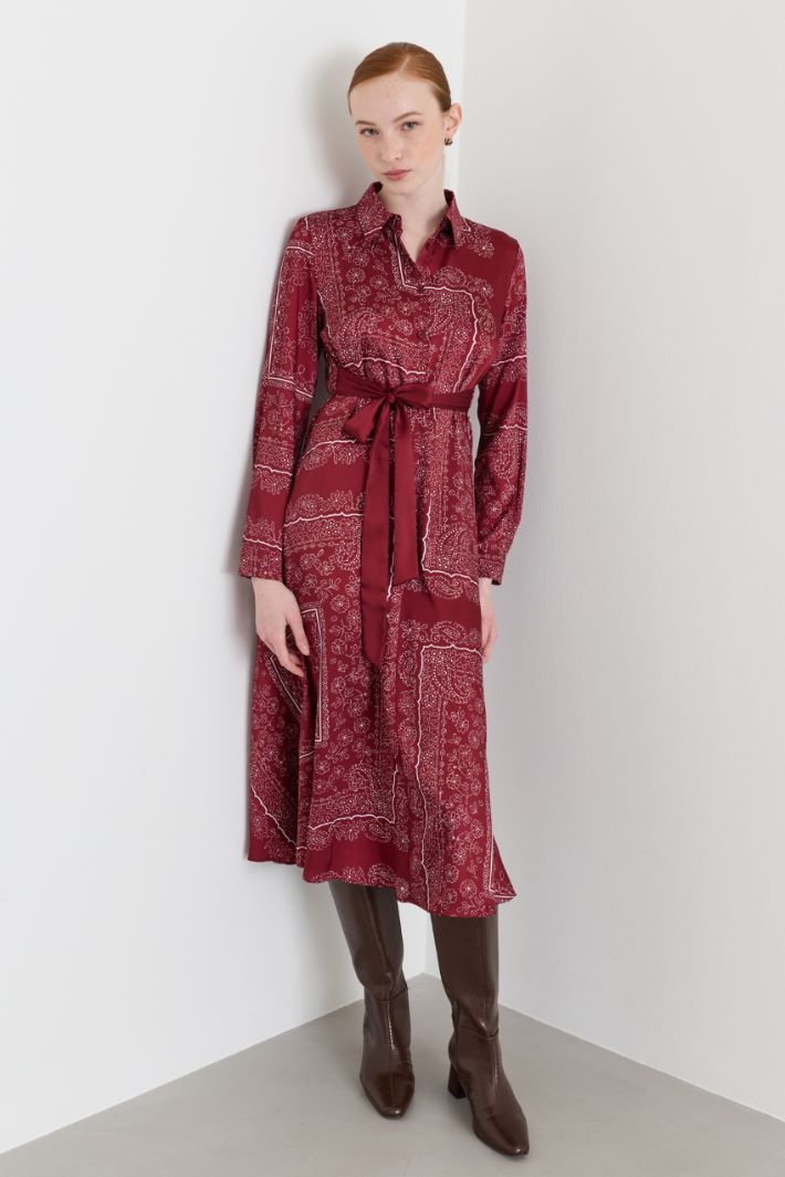 Abito in twill stampato - BORDEAUX - Intrend - 2