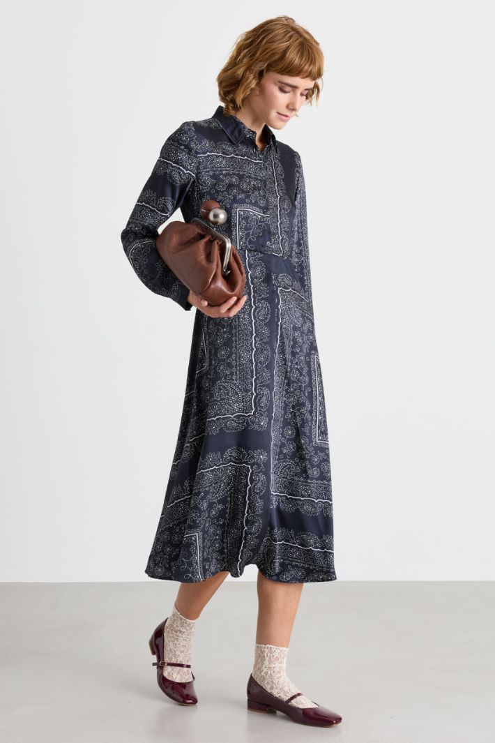 Abito in twill stampato - BLU - Intrend