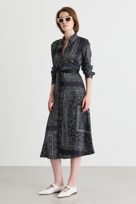 Printed twill shirt dress - Intrend