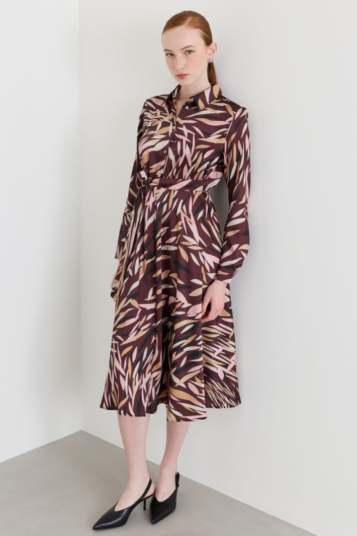 Printed twill dress - BORDEAUX - Intrend - 2