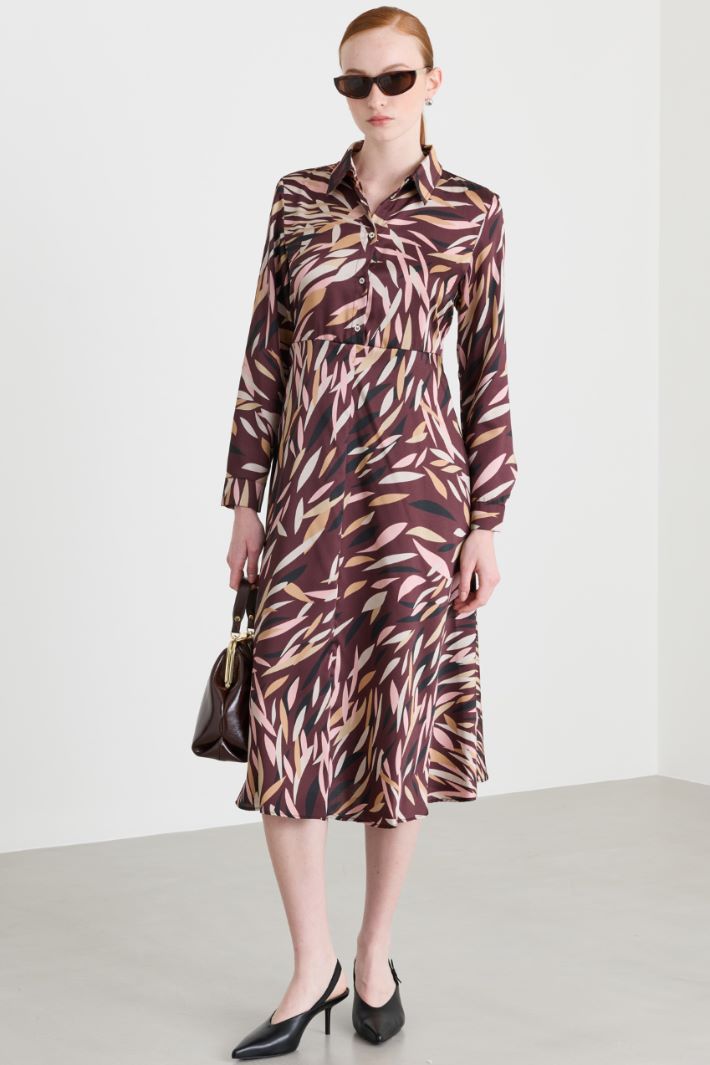 Printed twill dress - BORDEAUX - Intrend
