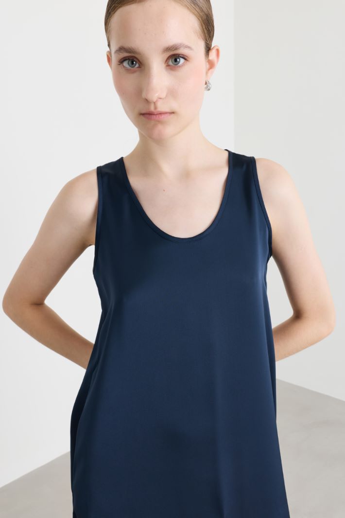 Long satin dress - BLUE - Intrend - 3