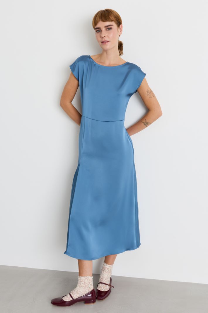 Satin midi dress - LIGHT BLUE - Intrend - 2