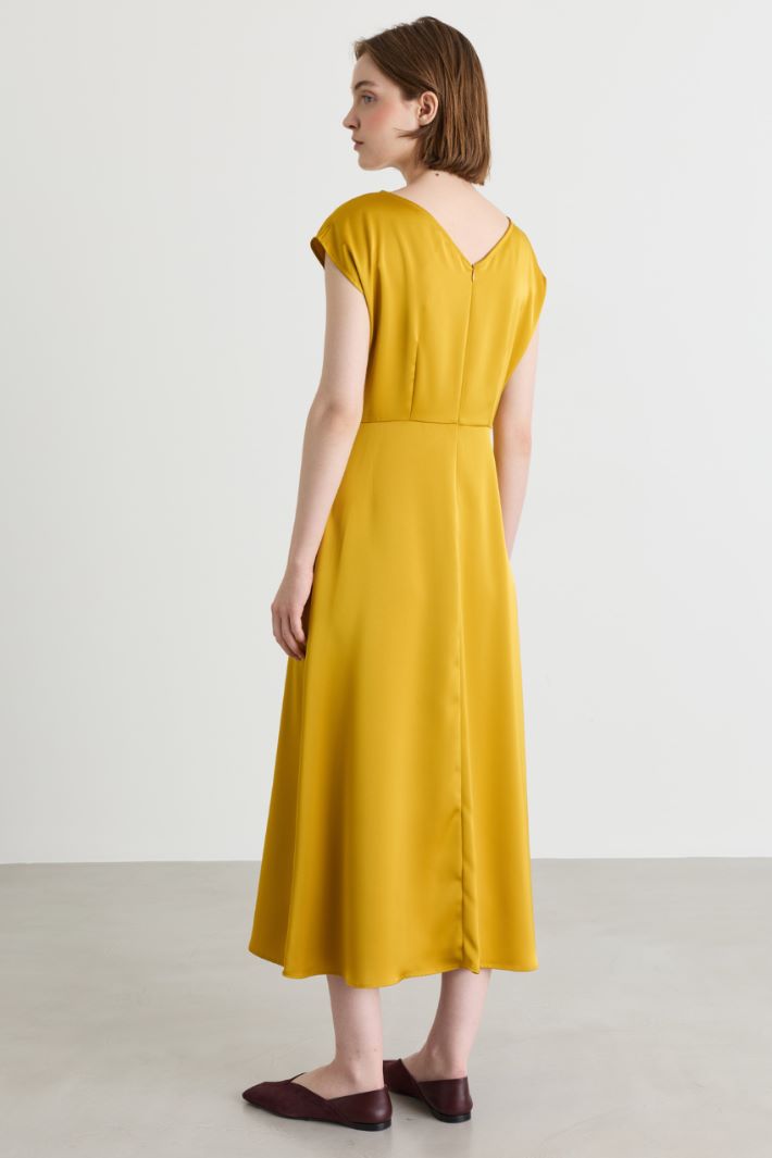 Satin midi dress - YELLOW - Intrend - 4