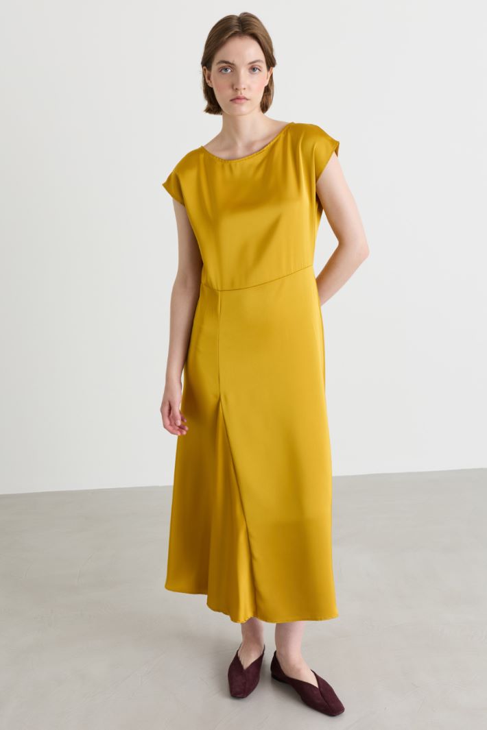 Satin midi dress - YELLOW - Intrend - 2