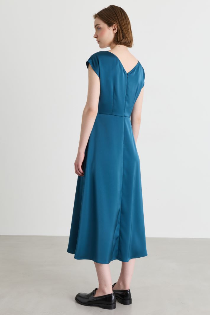 Satin midi dress - BLUE - Intrend - 4