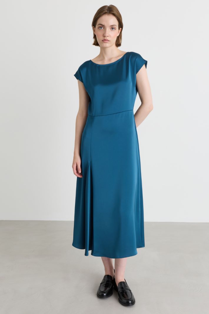 Satin midi dress - BLUE - Intrend - 2