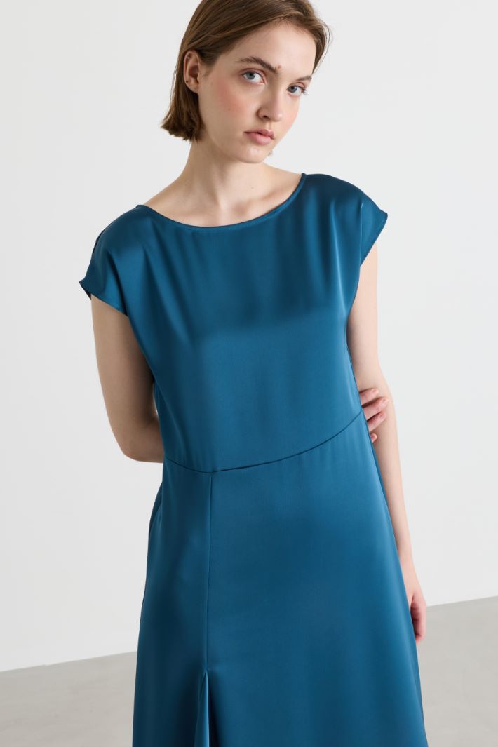 Satin midi dress - BLUE - Intrend - 3