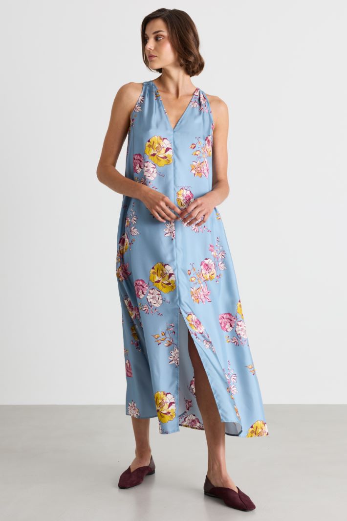 Floral twill dress - LIGHT BLUE PINK - Intrend - 2