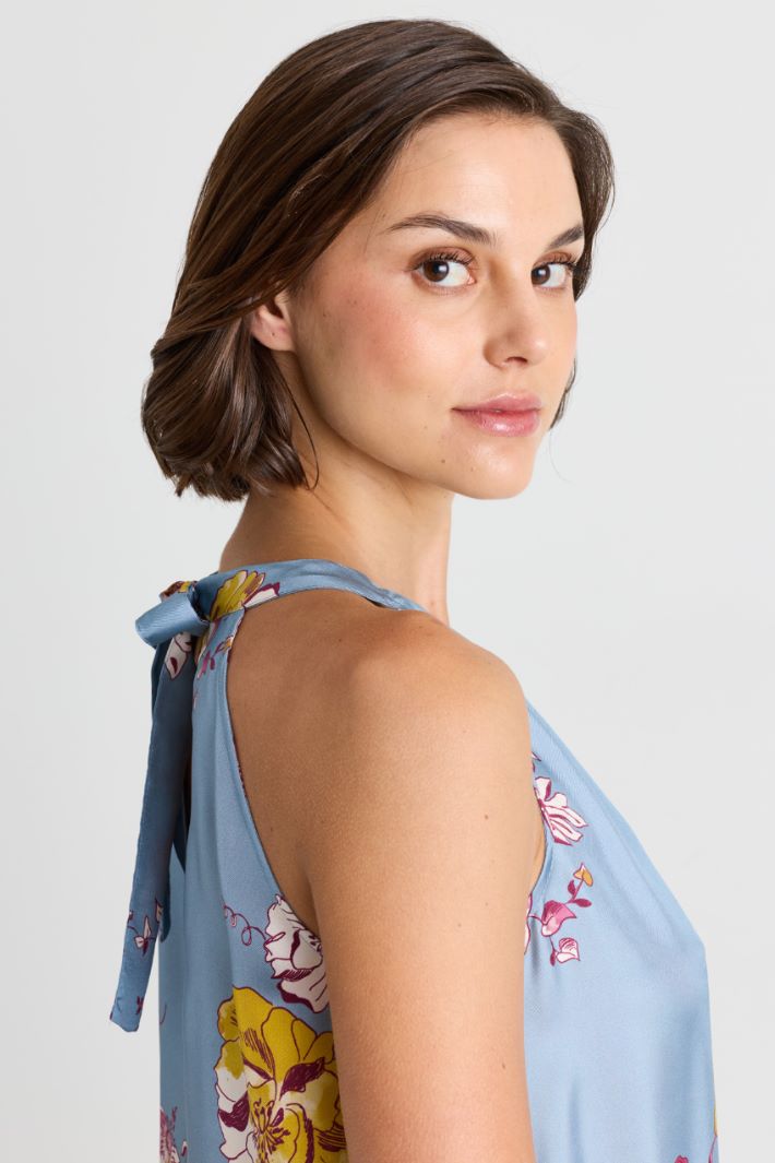 Floral twill dress - LIGHT BLUE PINK - Intrend - 3
