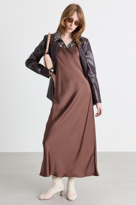 Long satin slip dress - Intrend