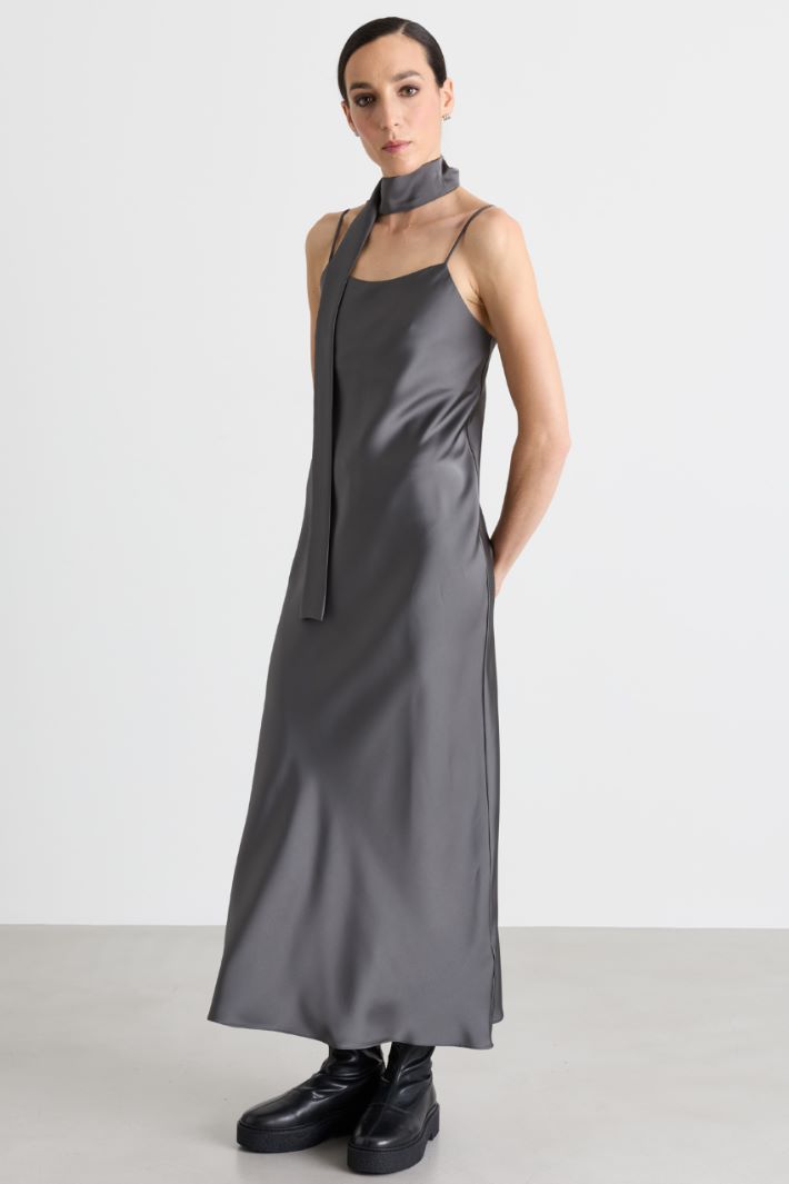 Abito lungo in raso - GRIGIO - Intrend - 2