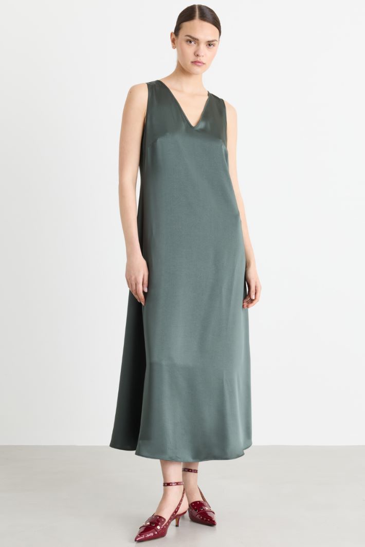 Abito fluido in raso - VERDE - Intrend - 2