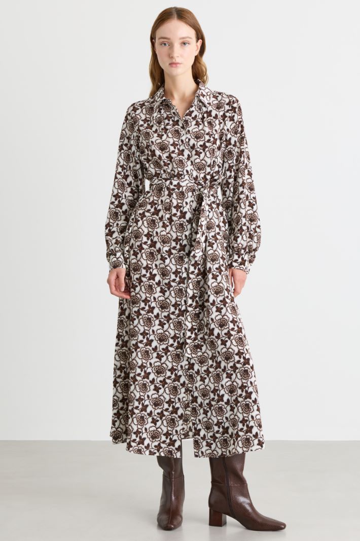 Printed shirt dress - BROWN - Intrend - 2