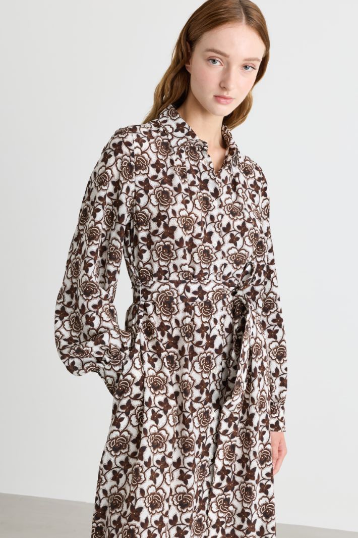 Printed shirt dress - BROWN - Intrend - 3
