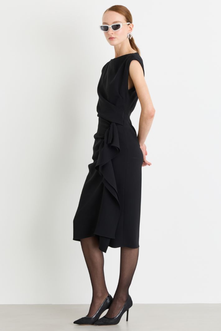Ruffled cady dress - BLACK - Intrend