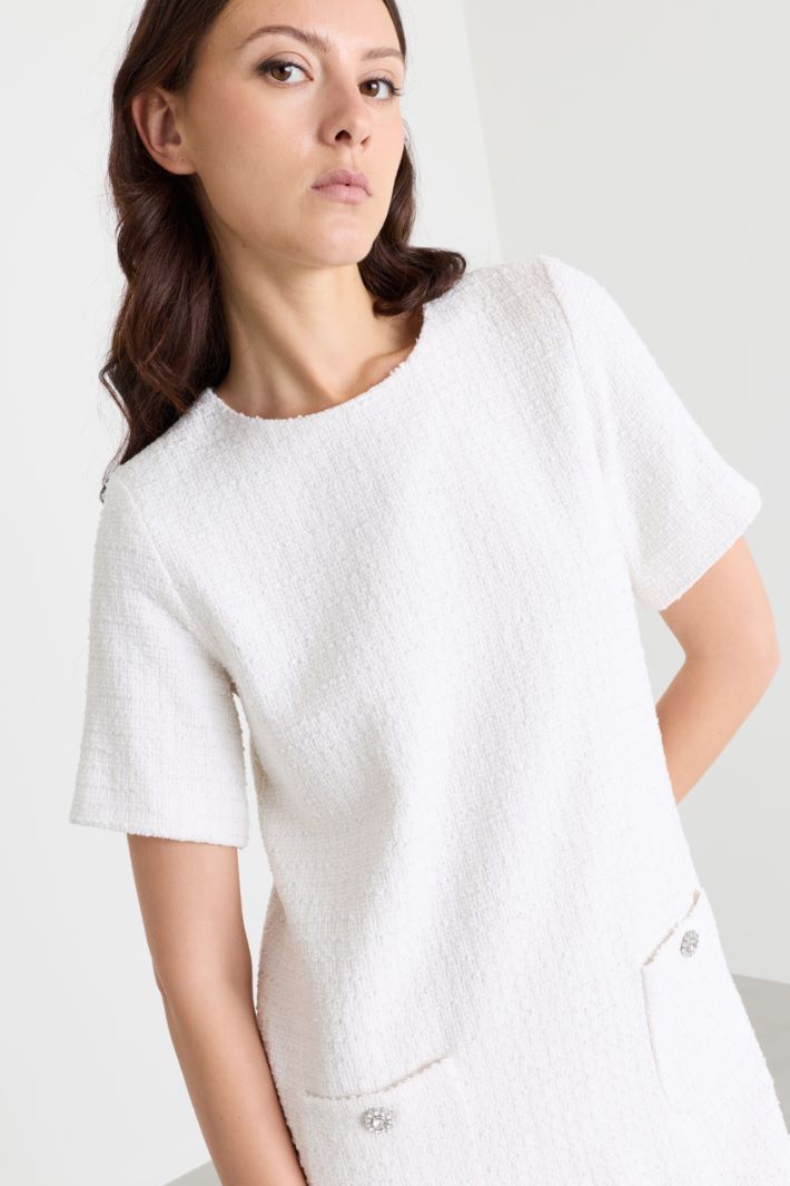 Short tweed dress - WHITE - Intrend - 3