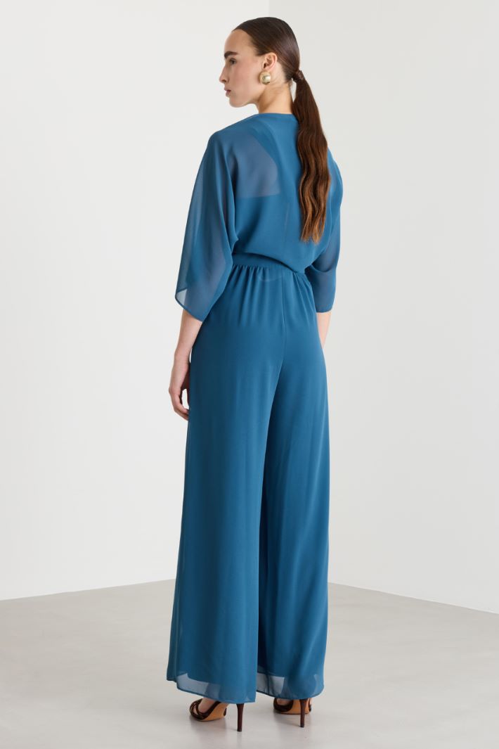 Crossover Georgette Jumpsuit - BLUE - Intrend - 5