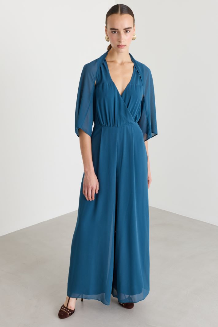 Crossover Georgette Jumpsuit - BLUE - Intrend - 2