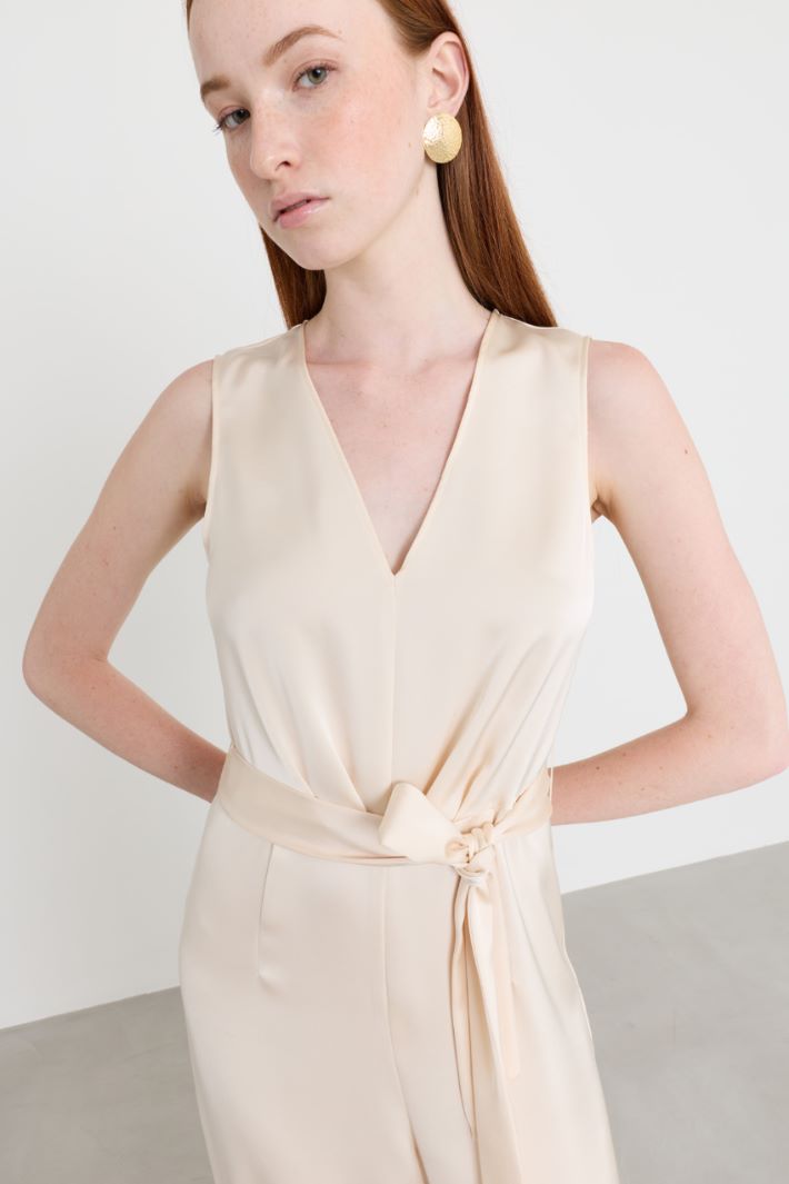 Fluid satin jumpsuit - IVORY - Intrend - 3