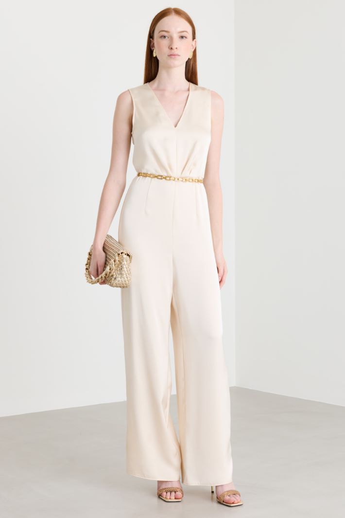 Fluid satin jumpsuit - IVORY - Intrend