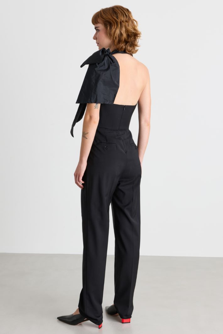 Sleeveless sweetheart jumpsuit - BLACK - Intrend - 4