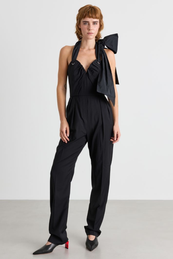Sleeveless sweetheart jumpsuit - BLACK - Intrend - 2
